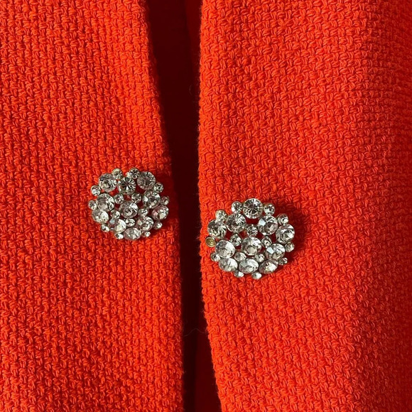Zara Rhinestone  Jewel Button Blazer & Skirt Set Orange Size Medium Blogger Fav - Picture 11 of 16